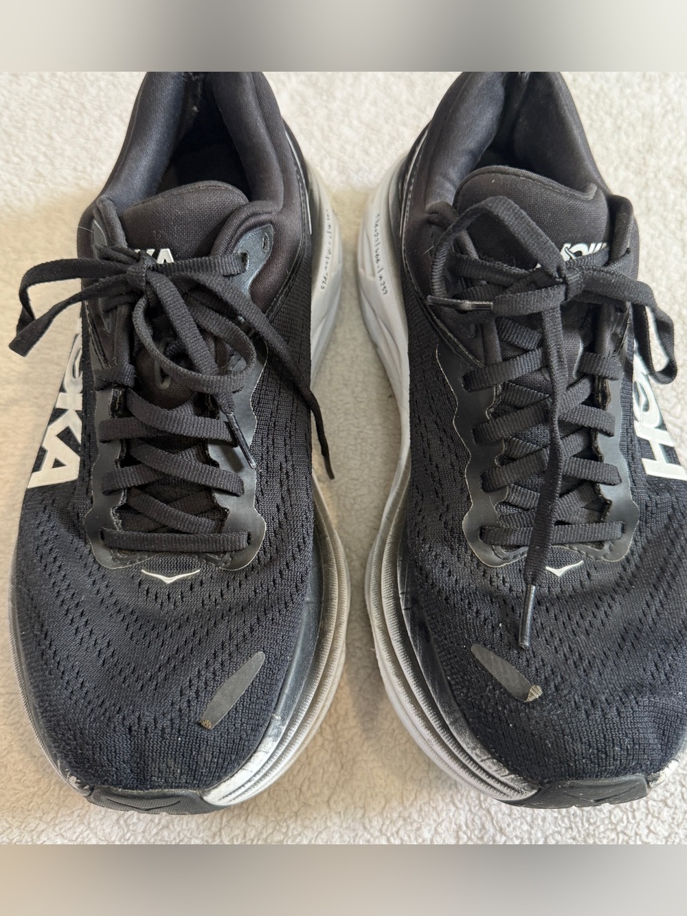 Hoka Bondi 8 Womens Sneakers Running Shoes Size 7.5 Black/White Athletic - Picture 3 of 13